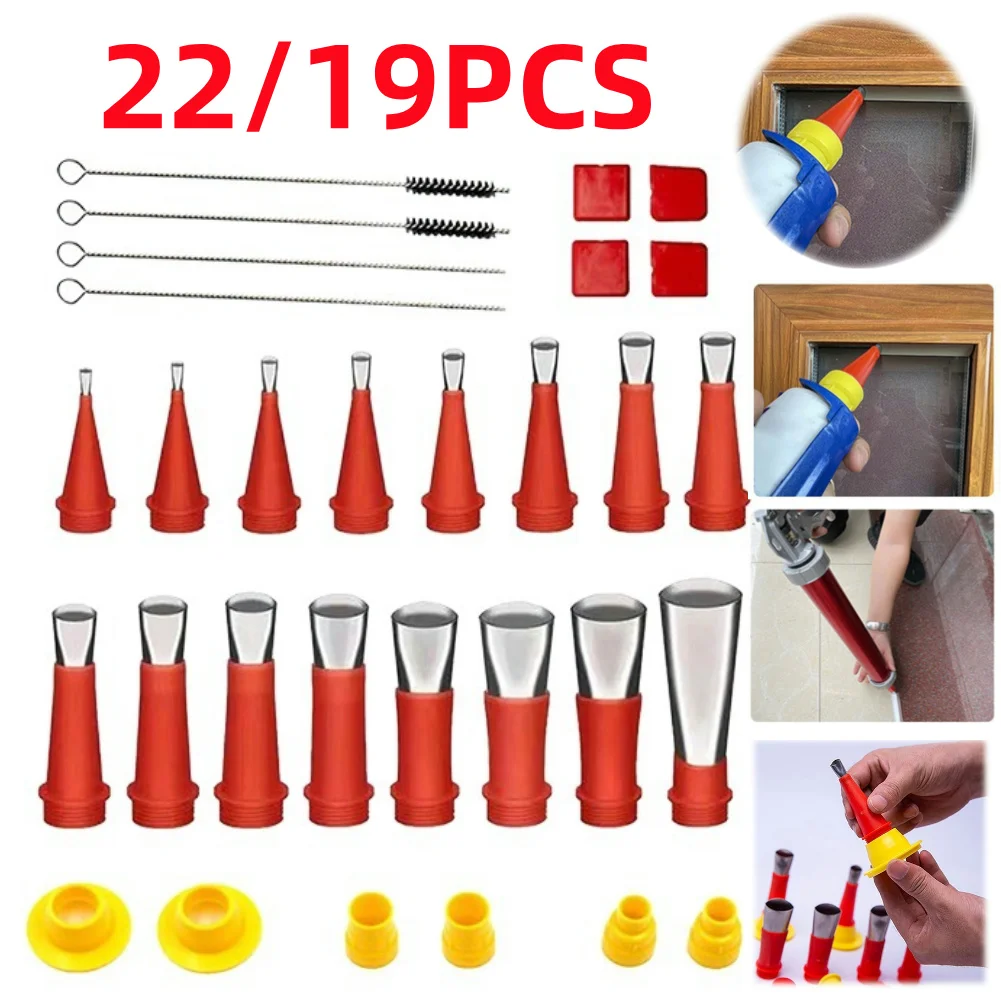 

22Pcs Stainless Steel Caulk Nozzle Caulking Nozzle Applicator Finishing Tool for Sausage Caulking Guns and Hard Glue Guns