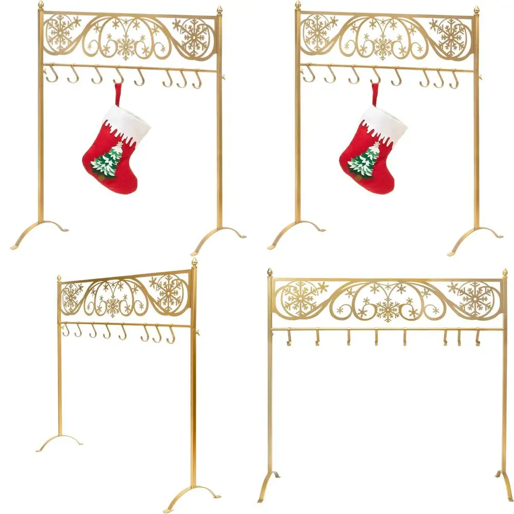 

Gold Metal Snowflake Scroll Christmas Stocking Holder with 8 Hooks
