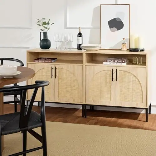 Rattan Sideboard Buffet Cabinet, Entryway Table, Accent Storage Cabinet, Console Table for Hallway, Living Room, Dining