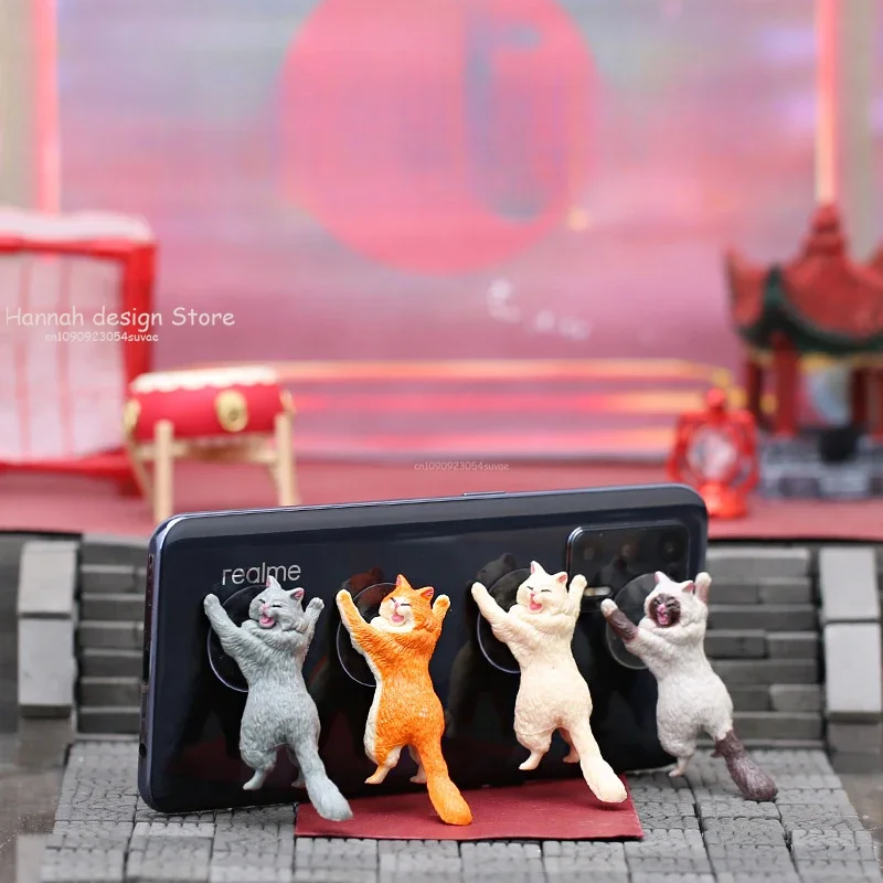 

Cute Cat Phone Holder Tablets Desk Sucker Support Resin Mobile Phone Stand Holder Sucker Design Animal Holder For Smartphone
