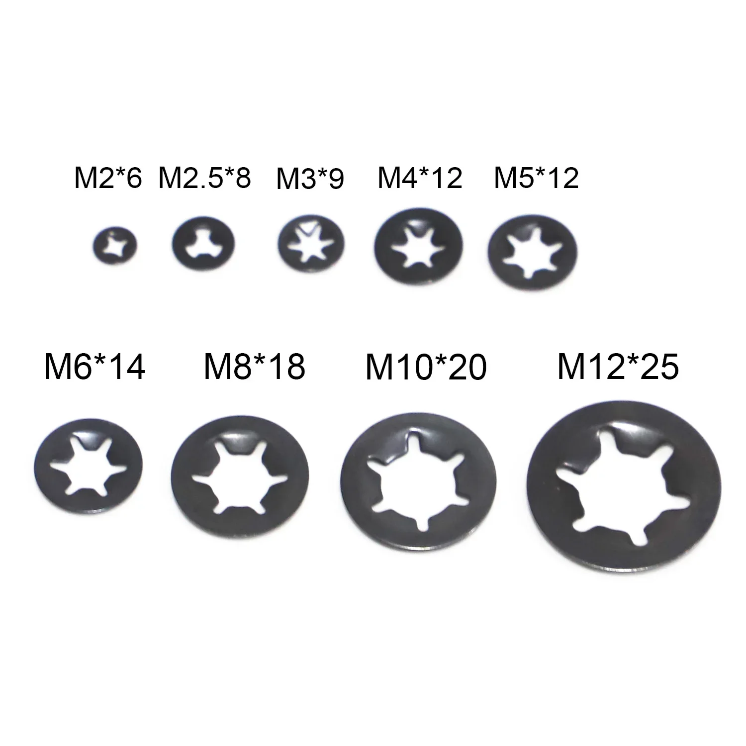 M2 M2.5 M3 M4 M5 M6 M8 M10 M12 Push-on Locking Washers Star Nut Metal Quick Speed Star Nut Locking Fastener Assorted Kit Box