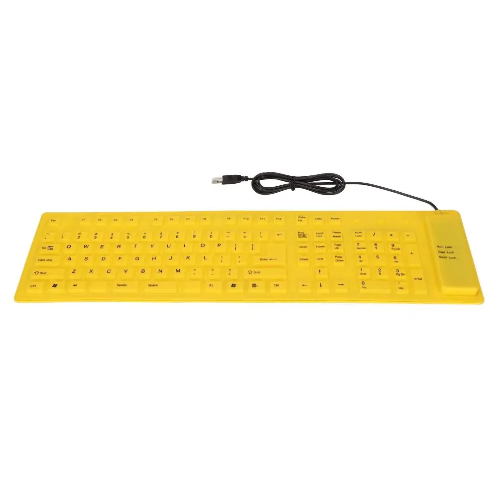 Foldable 109 Keys Silicone Keyboard Plug and Play Waterproof Silent Keyboard Green,Yellow,Orange Mute Keyboard Gaming