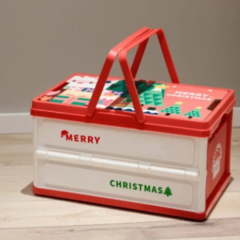 2024 Christmas 18L Folding Basket Gift Storage Box Magic Tree Candy Party Creative Personality Handheld Gift Box Home Decoration