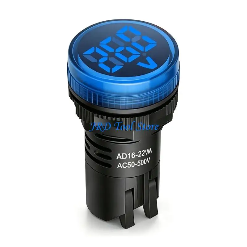 A2UD 22 mm Round Electrical Line Meter, LED Panel Display with Push-Wire Install for Control Cabinet Monitoring Use