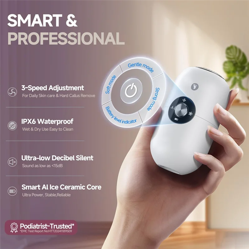 Elektrische voet eeltverwijderaar voor mannen en vrouwen Hielvoetslijpapparaat Geschikt voor droge en gebarsten hielen