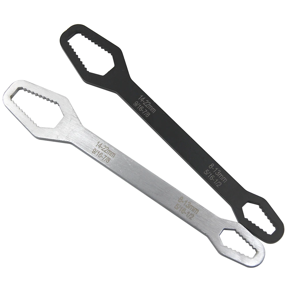 5mm Thick Long Double End Box Wrench 8-22mm Hexagonal Double End Solid Wrench for Tightening Multi Diameter Screws and Nuts Tool