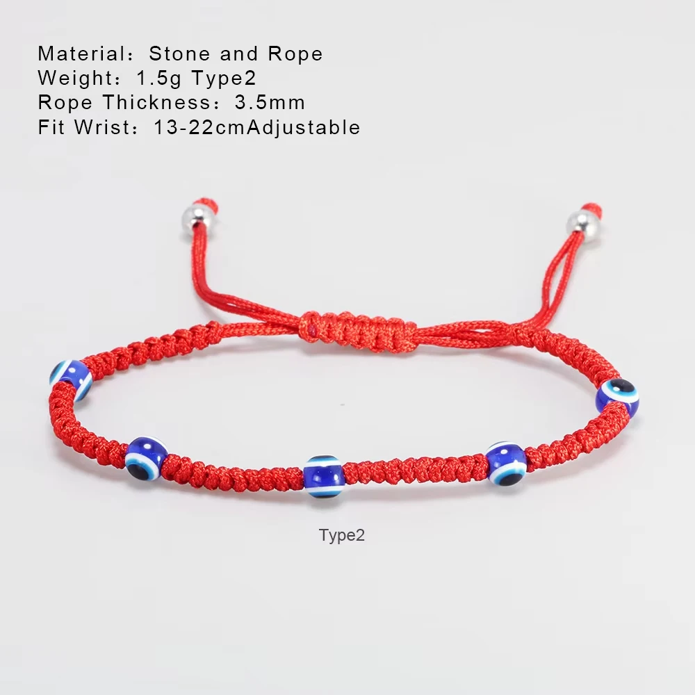 Hand Braided Lucky Red String Charm Bracelet Women Men Blue Evil Eye Round Beads Bracelet NAZAR BONCUK Friendship Jewelry