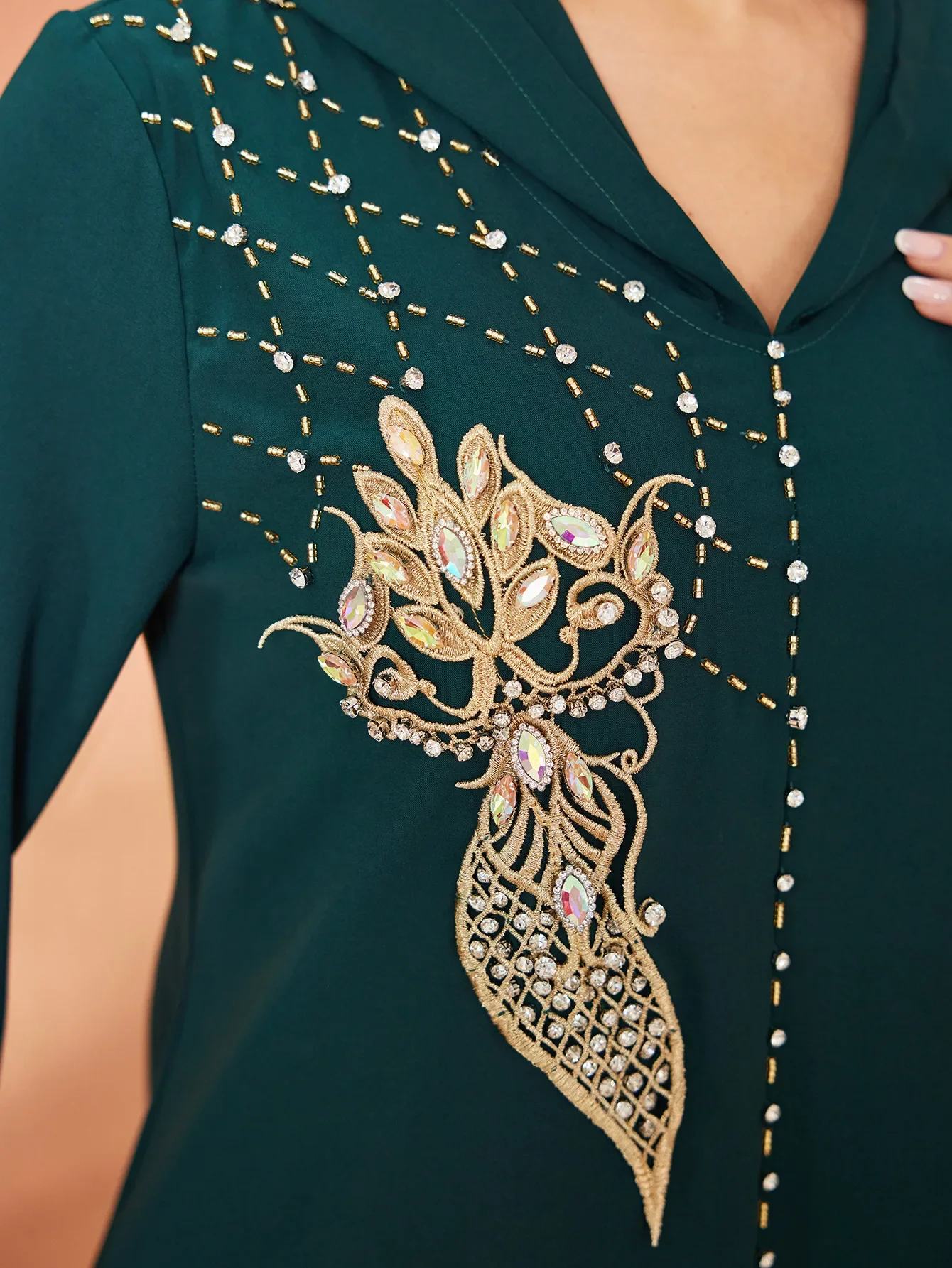 فستان العيد الإسلامي للنساء عباية مطرزة بالألماس فساتين طويلة بقلنسوة فيستدوس لارغوس حفلة قفطان جلابية رمضان رداء طويل 2026 #6