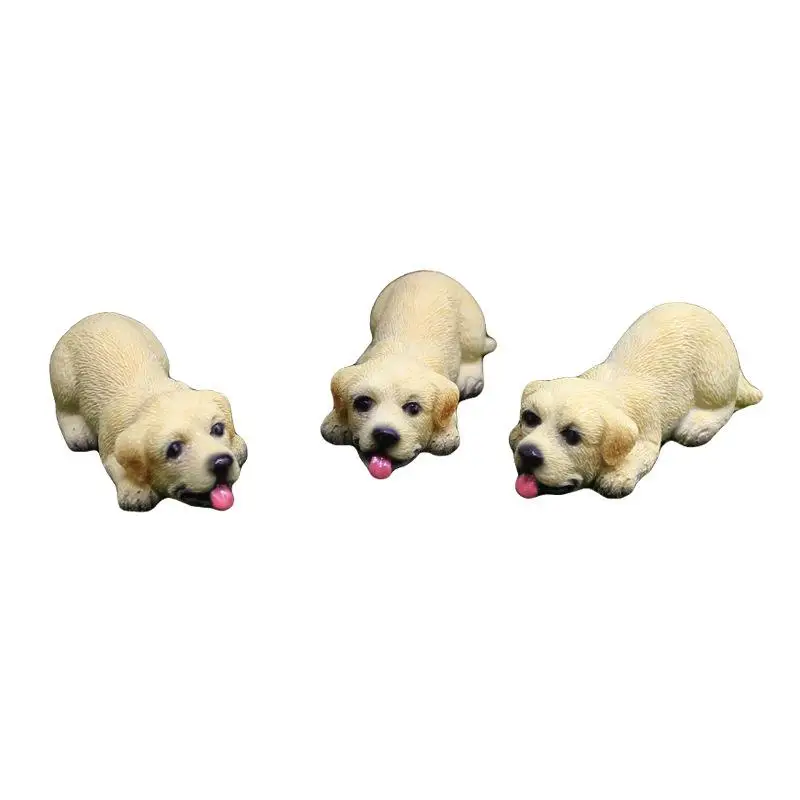 

Cute Golden Retriever Puppy Resin Ornament Miniature Landscape Moss Flower Pot Dog Figurine Pastoral Style Home Decor Accessory