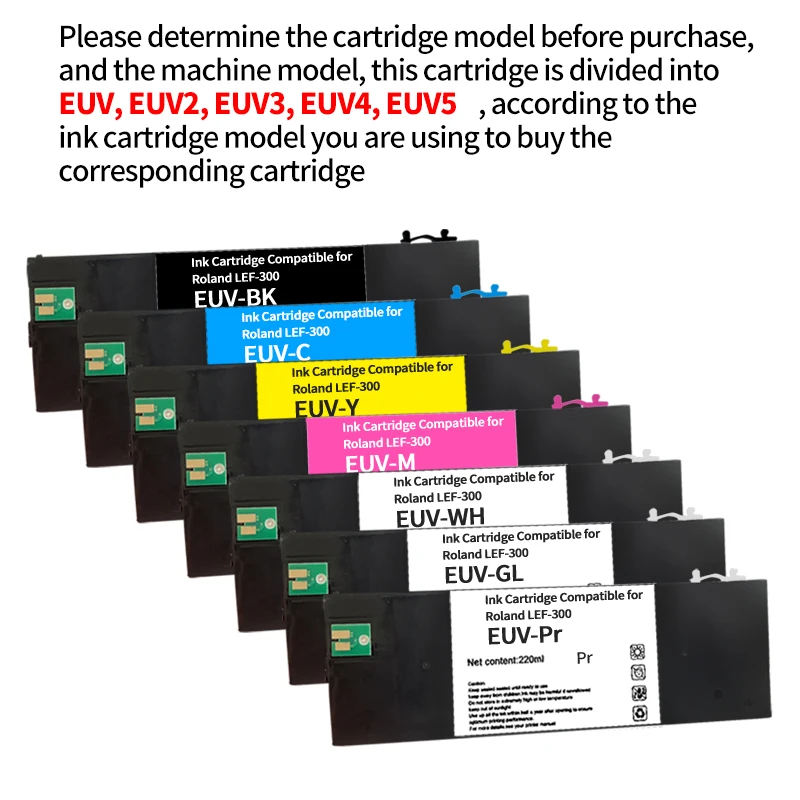 Refillable Ink Cartridge 220ML ECO-UV EUV EUV2 EUV3 EUV4 EUV5 For Roland LEF-20 LEF-10 LEF-12 LEF-300 LEC-330 LEC-300 LEC-540