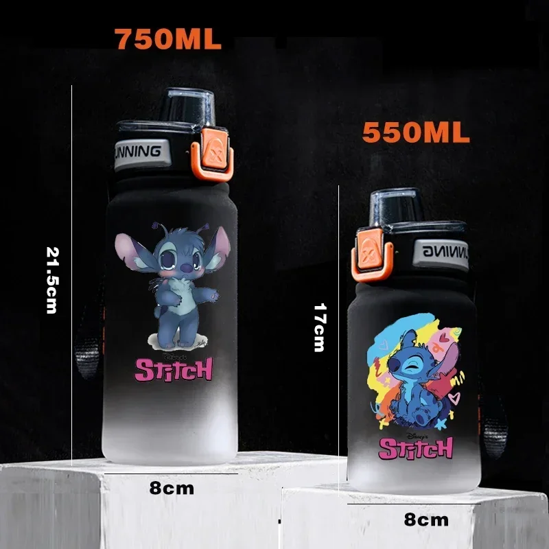 750ML Stitch Angel Cartoon Water Cup Portable Plastic Large Capacity Cartoon Figures Clear Cup Outdoor Sports Water Chil Cift