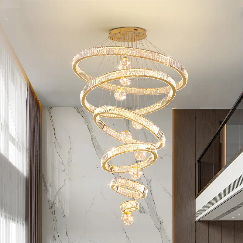 Modern Home Decoration Crystal Chandelier, Stair Pendant Lamp, Living Room Pendant Lights, Interior Lighting