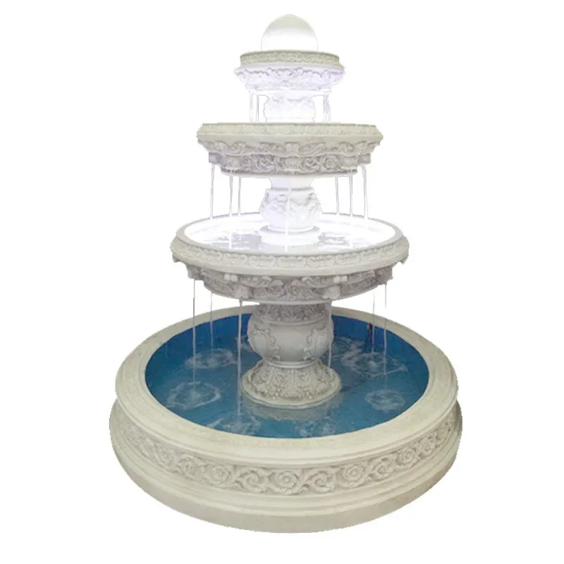 y9.3 European sandstone fountain, hotel interior decoration water fountain, large rockery fish pond flowing water ornament