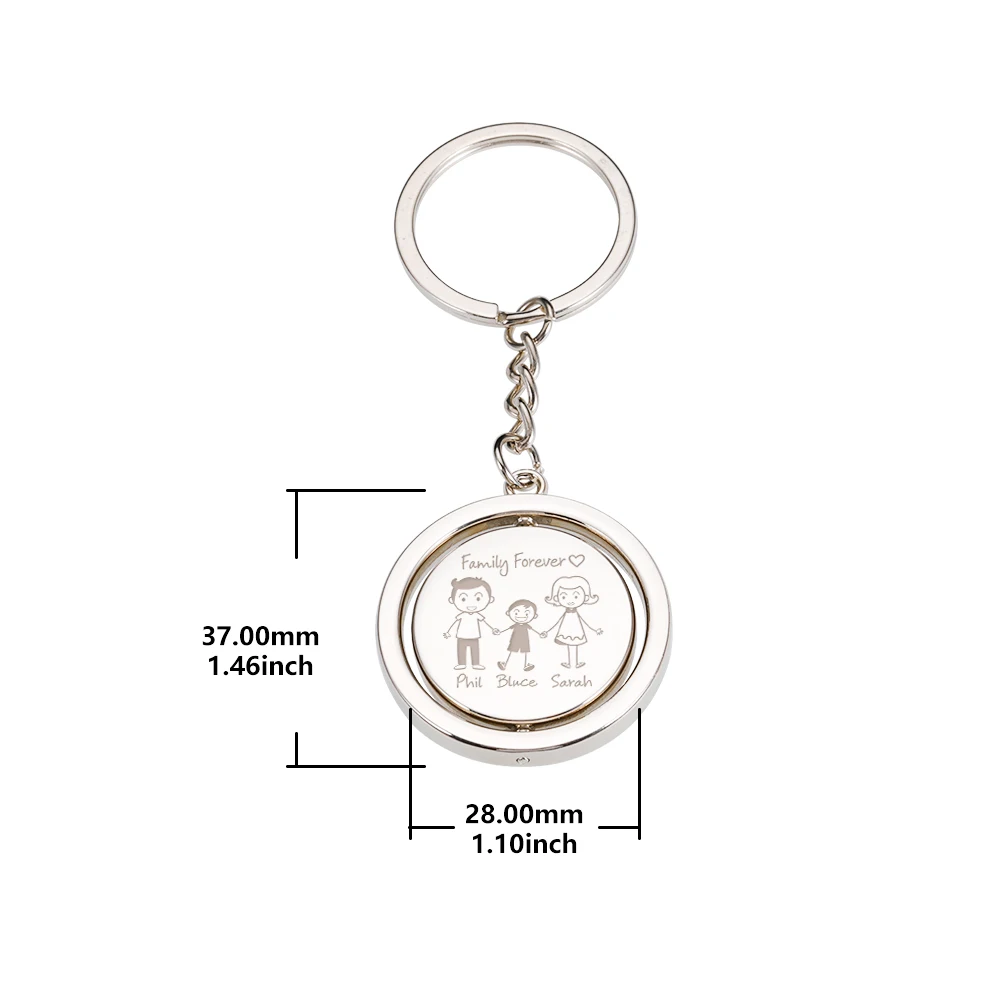 Custom Family Name Keychain Rotate Keychains Personalized Family Name Title Familia Souvenir Key Pendant Jewelry for Women Man