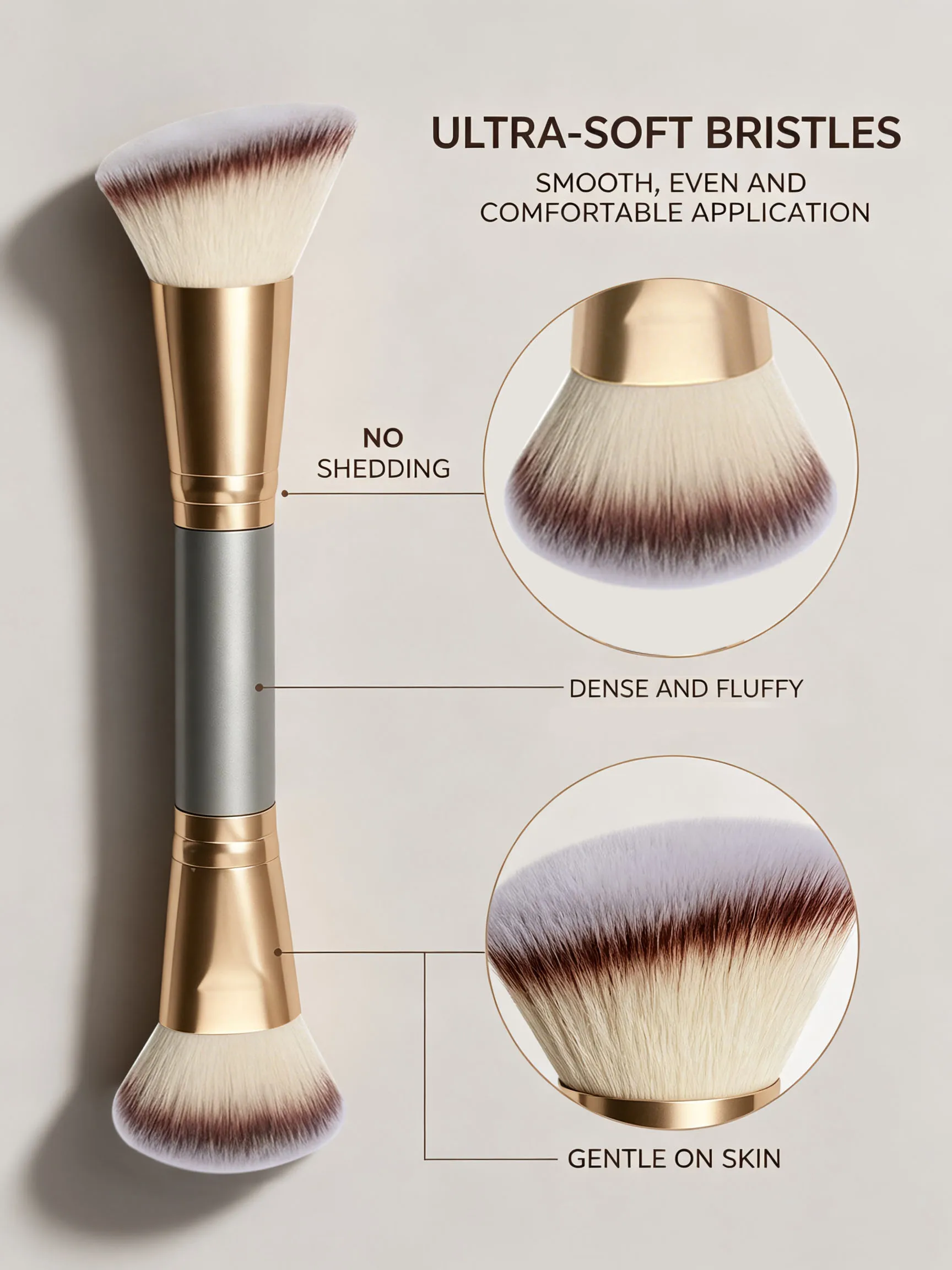 Double-Ended Foundation Brush for Face Makeup, Multifunctional Double-Ended Brush for Liquid Foundation, Special Brush for Liquid Blush, Kabuki Foundation Brush, Loose Powder Brush, Blush Brush, Multifunctional Makeup Brush, Beauty Tool for Women view 6