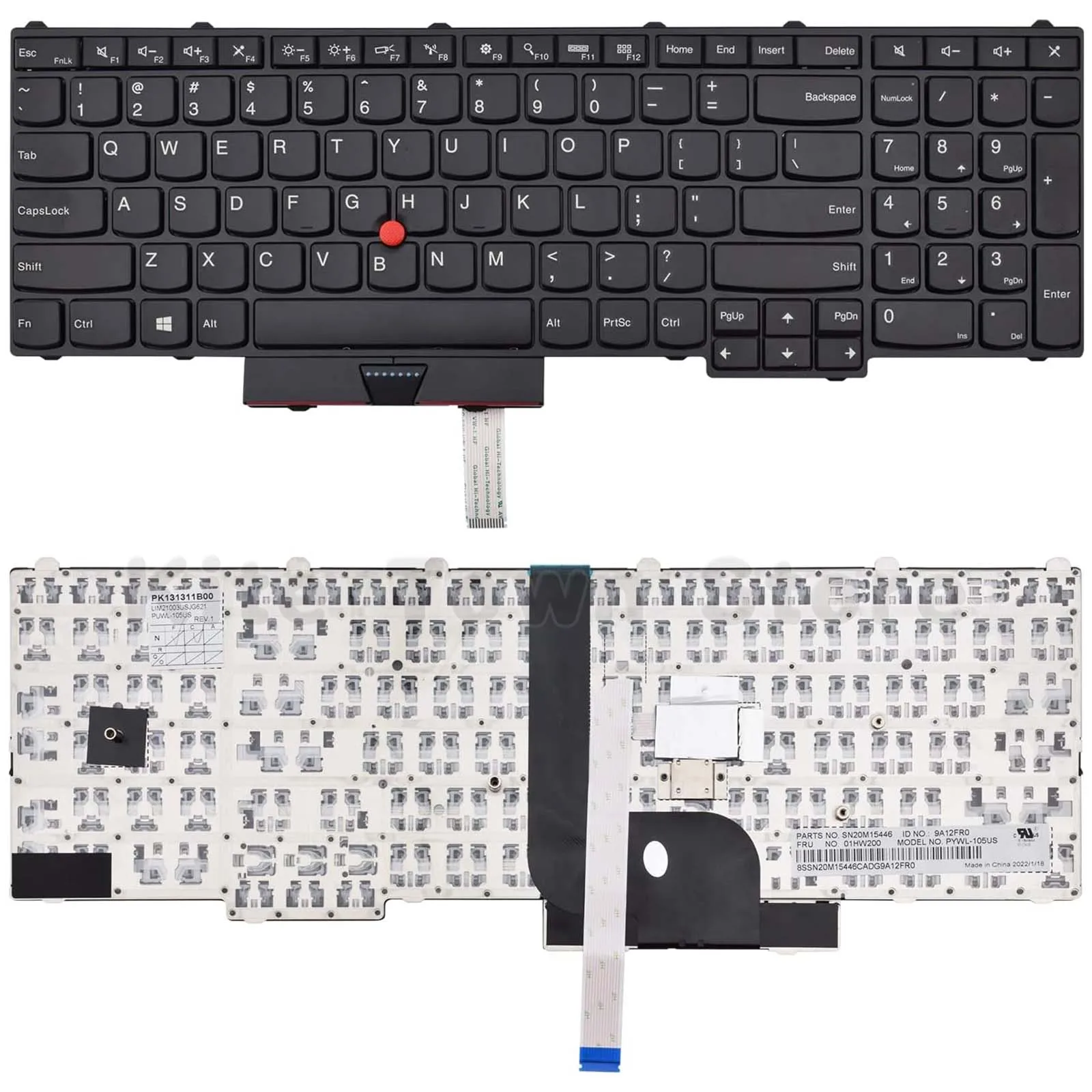 New US Layout Laptop Keyboard Non-Backlit w/ Pointer for Lenovo Thinkpad P50 P51 P70 P70s P71 (Does not fit for P50s P51s)