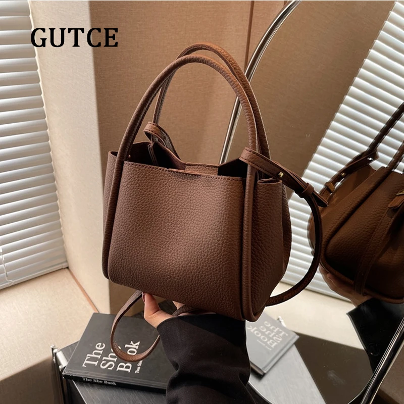 2024 New Style Large Capacity Pure Colour Litchi Print Women's Bags High Quality Simple Fashion Design Vegetable Basket Tote Bag