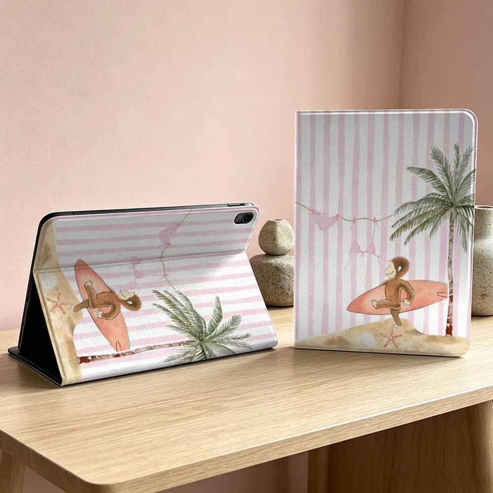 

Monkey Surfboard Beach Design For iPad Pro Air mini 7 6 5 4 3 2 1 9gen M5 M4 11th 10th A17 Pro A16 Inch Tablet Case Soft
