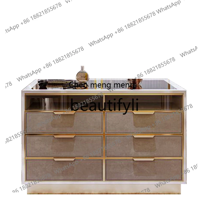 Light luxury display cloakroom jewelry, double-sided island cabinet home floor Italian mid-island