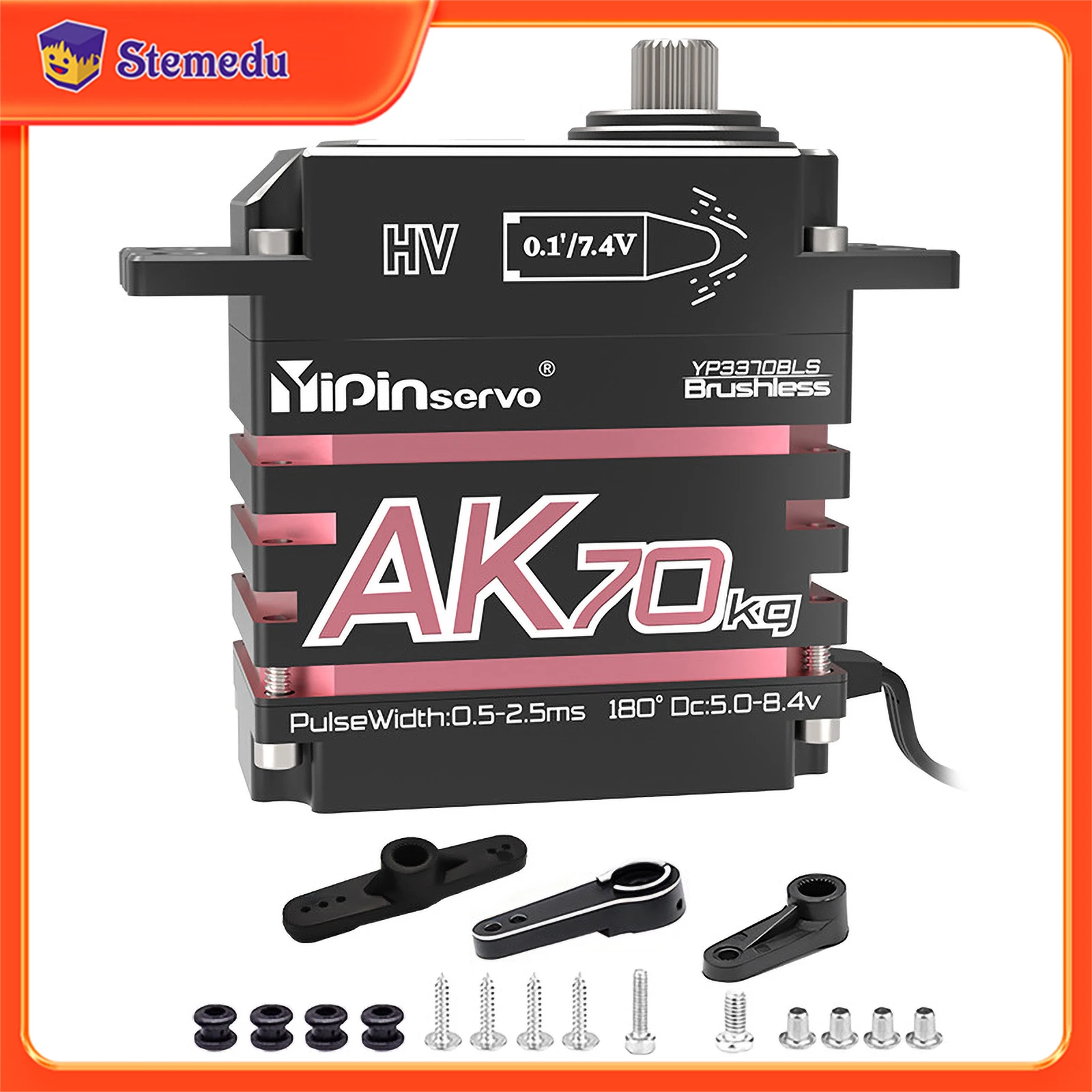 Servo digital de metal completo, 70kg, ak70, alto torque, 7.4v, motor sem escova, ip68, 180 graus, codificação magnética, servo para carro, aeronave, robô
