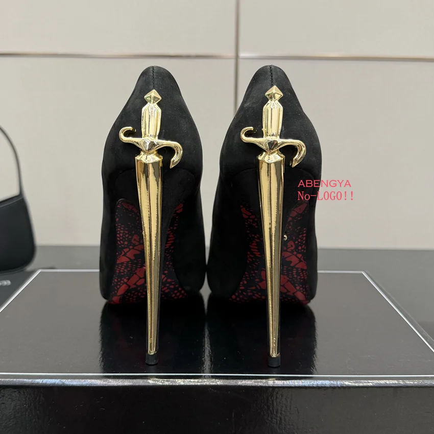 عرض ساخن لعام 2025 أحذية نسائية للحفلات الراقصة من الجلد الأسود أحذية نسائية بكعب عالي معدني أحذية خريف مثيرة للحفلات والولائم للنساء #3