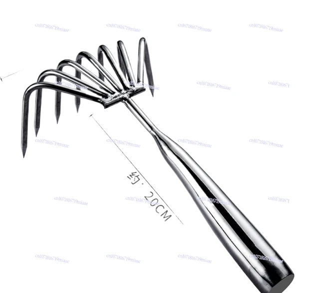 Stainless steel integrated welding handle gardening small rake soil loosening small rake multi-tooth rake multi-claw seafood