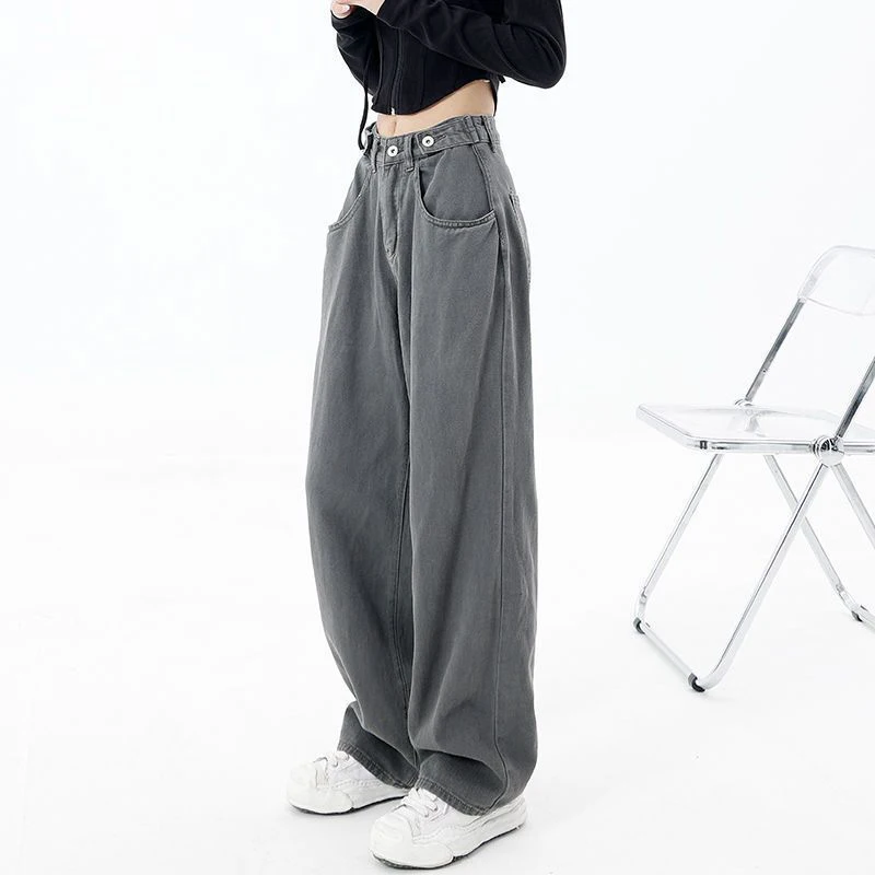 

Loose Army Straight Jeans Vintage Women Flare High Waist Streetwear Casual Denim Trousers Korean Y2K Hip-Hop Mopping Pants