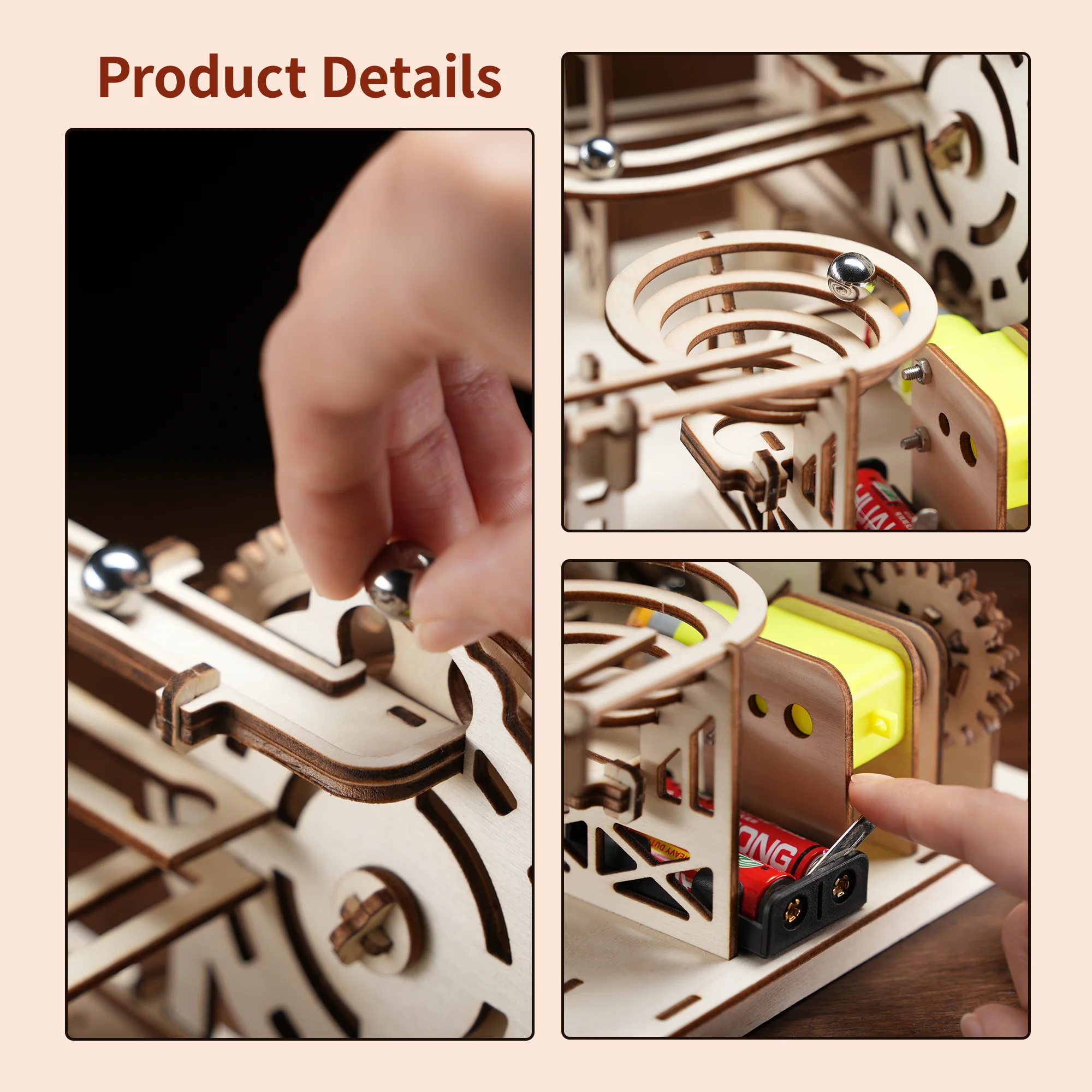 wooden 3d puzzle DIY Building blocks Kit Montessori Educational Toys Best marble run board games for adults giftly For Kids