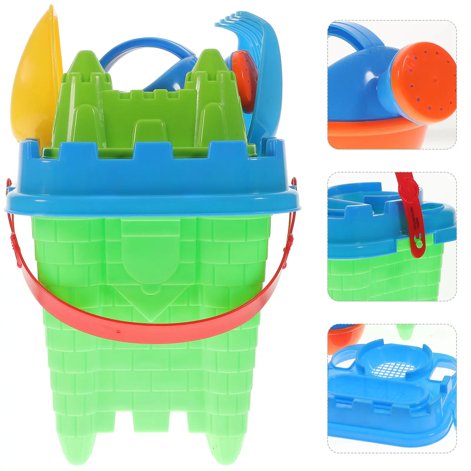 

6Pcs Beach Sand Set Premium Plastic Bucket Shovel Castle Molds for Children Backyard Outdoor Fun Sand Playing Kids Gift