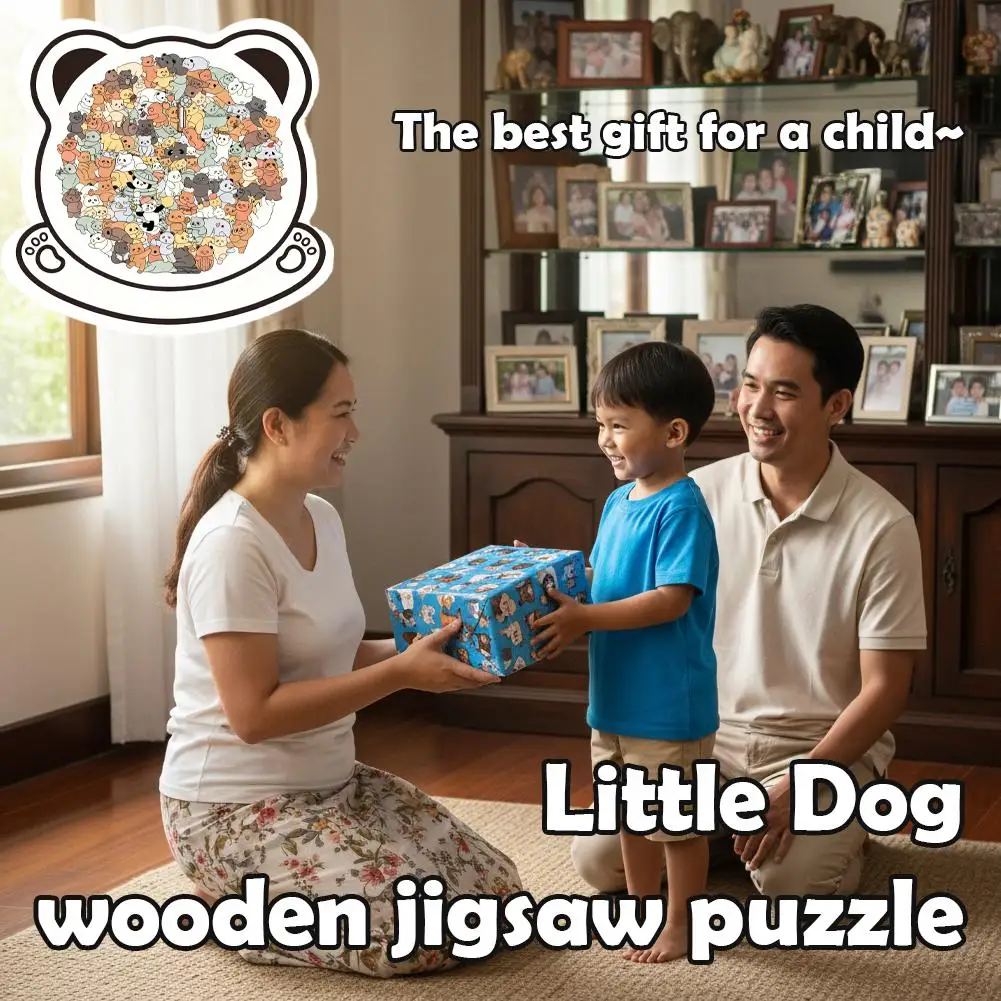 Drewniane puzzle układanki z motywem psa, kota, niedźwiedzia, gra intelektualna DIY, zabawka do relaksu w domu, kreatywny prezent dla dorosłych i dzieci.