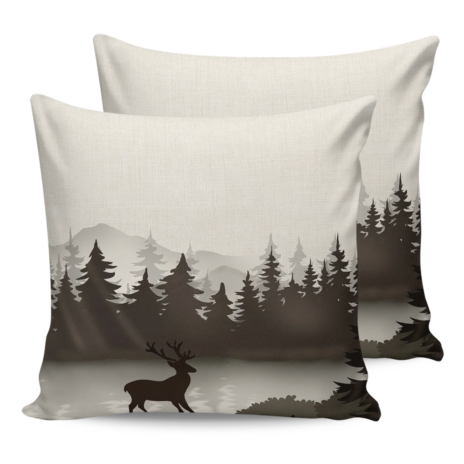 Animal Cartoon Forest Deer Black Brown 2/4PCS Outdoor Garden Chair Waterproof Cushion Cover Home Decor 45/50/60cm Pillow Case