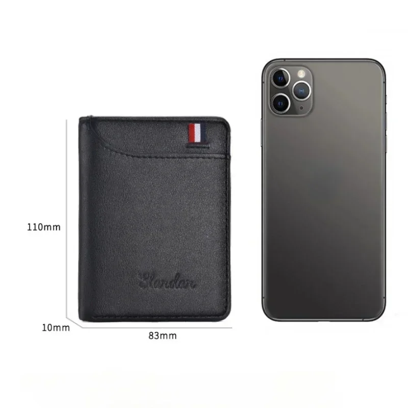 محفظة جديدة فائقة النحافة ناعمة عالية الجودة من جلد البولي يوريثان، محفظة بطاقات ائتمان صغيرة، حامل بطاقات للرجال، محافظ جلدية رفيعة وصغيرة وقصيرة #5