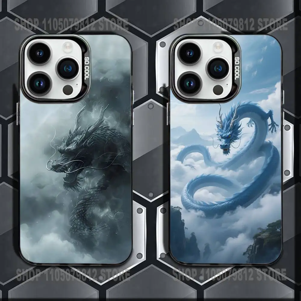 

Luxury Fashion East Dragon Phone Case For iPhone 16,15,14,13,12,11,Mini,Pro,E,MAX Black Candy Matte Shockproof Cover
