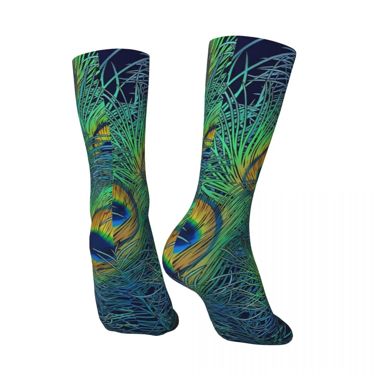 Calcetines coloridos con estampado de pavo real, medias de otoño, calcetines de alta calidad para parejas a la moda, calcetines antideslizantes de diseño para escalar