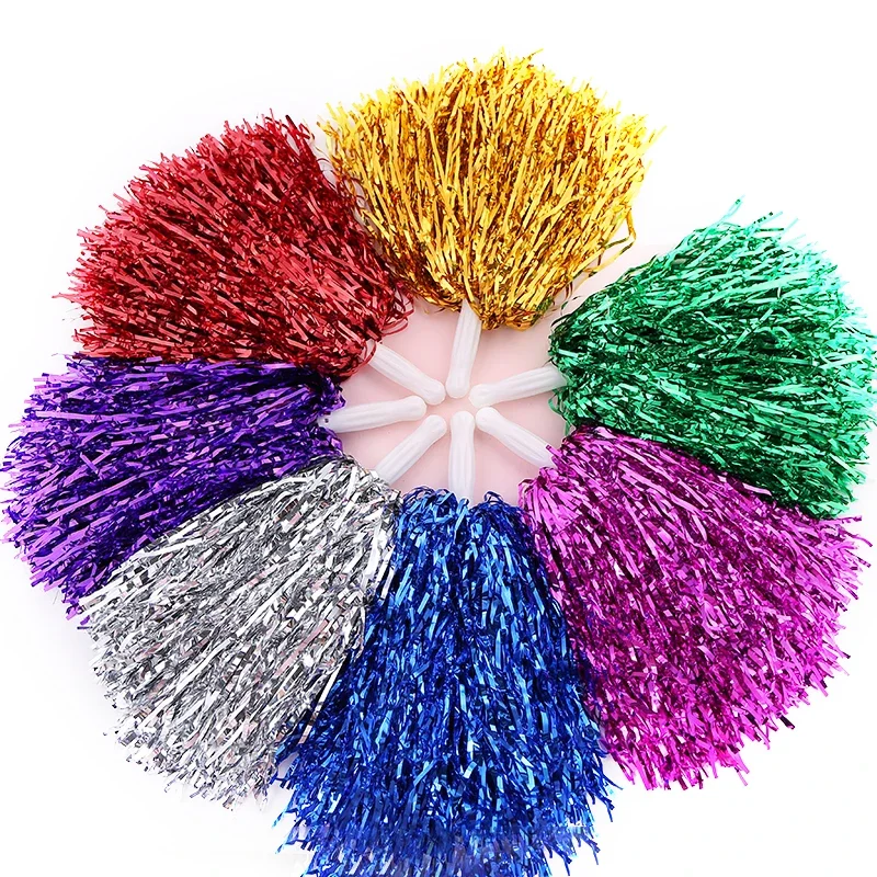 2pcs/lot Colorfast Metallic Streamer Pompoms Cheerleading Cheerleader pompom ball cheering dance pom aerobics sports item Supply