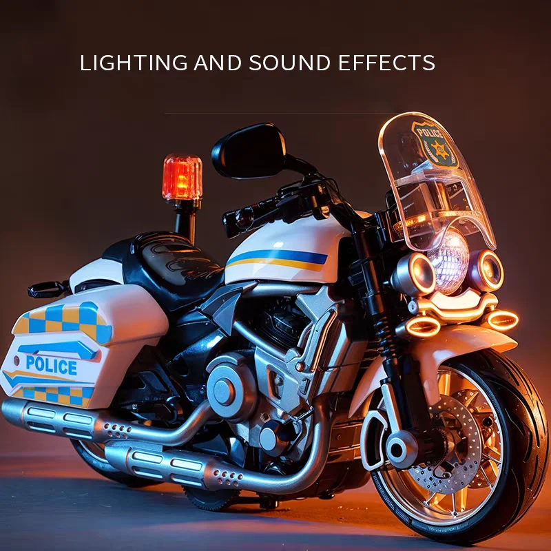 

1:12 Police Motorcycle Alloy+Plastic with Sound Light Model Diecast Play Vehicles Policemen Moto Decoration Toys For Children
