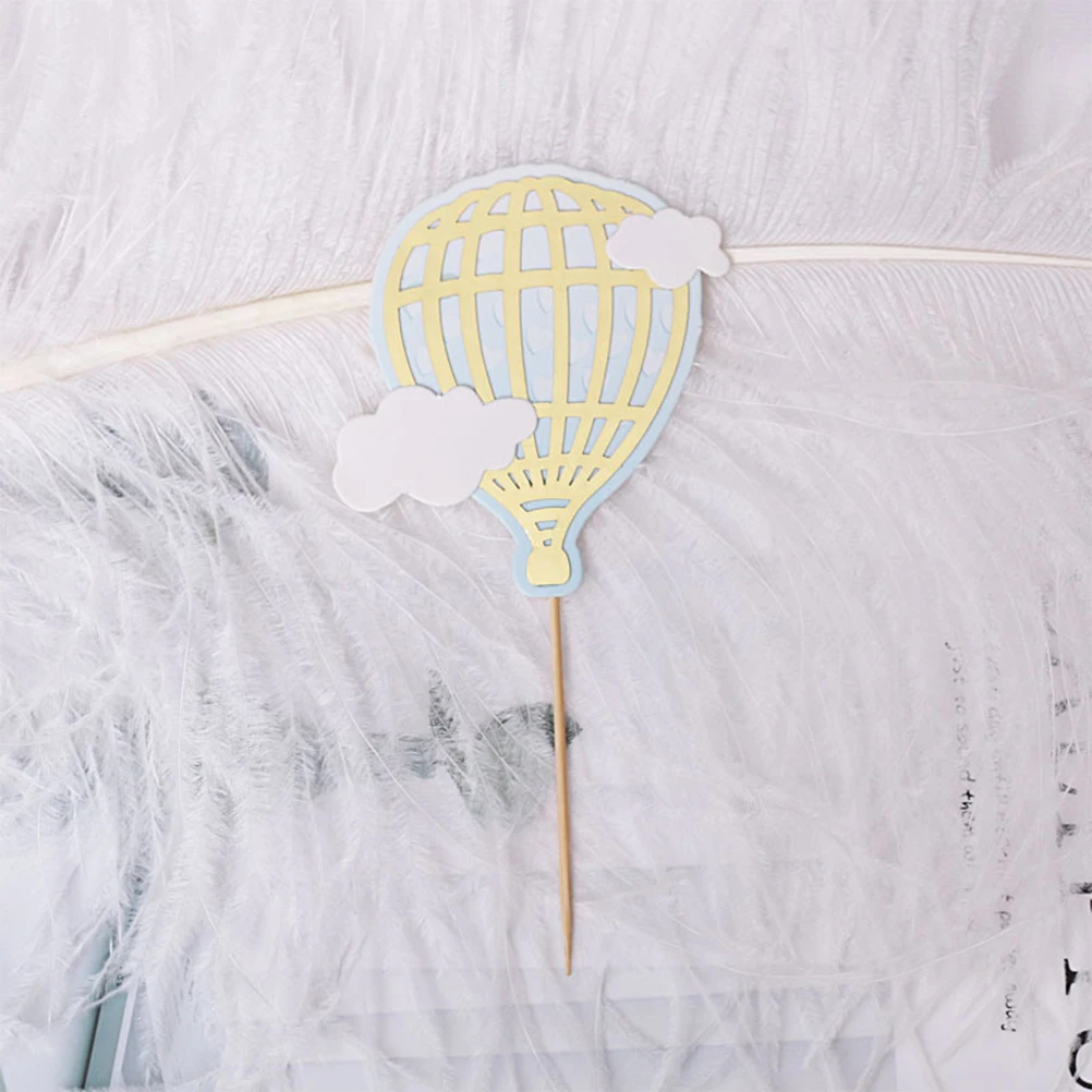 

10pcs Hot Air Balloon Cake Picks Clouds Decorations for Birthday Party Cupcake Cake Ice Cream Meat Cheese Dress Up