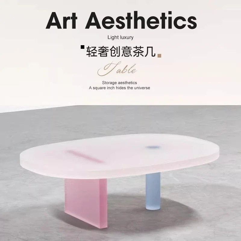 Acrylic, matte gradual change round coffee table club art small table living room modern creative designer