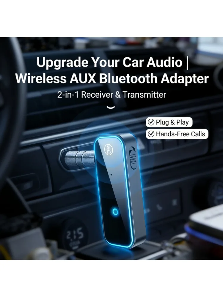 Auto-Bluetooth-Audio-Empfänger und -Sender 2-in-1 AUX-Anschluss Kabelloser Audio-Adapter mit Geringer Latenz für Auto-Stereoanlagen, Lautsprecher und Kopfhörer