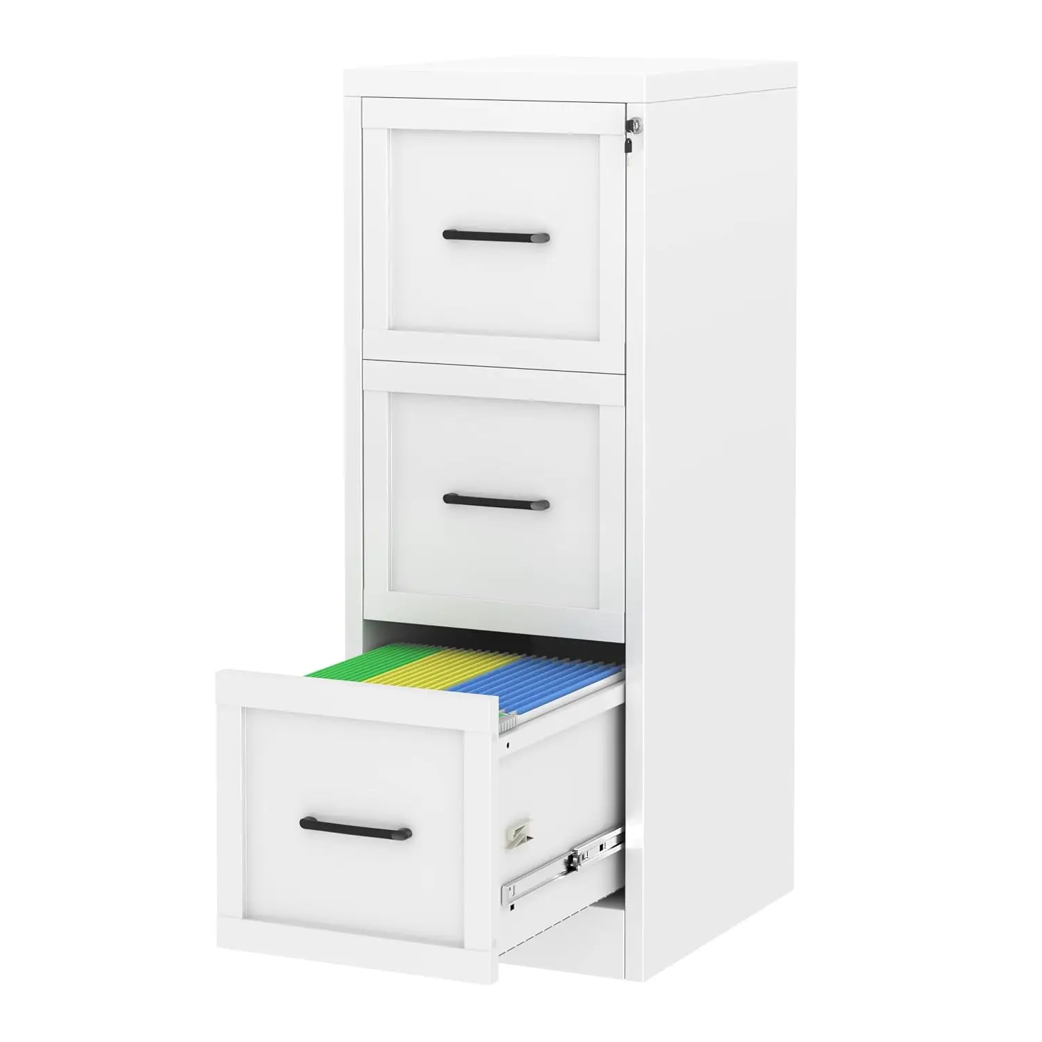 Small Metal 3-Drawer File Cabinet, Under-Desk Storage, White, Customized