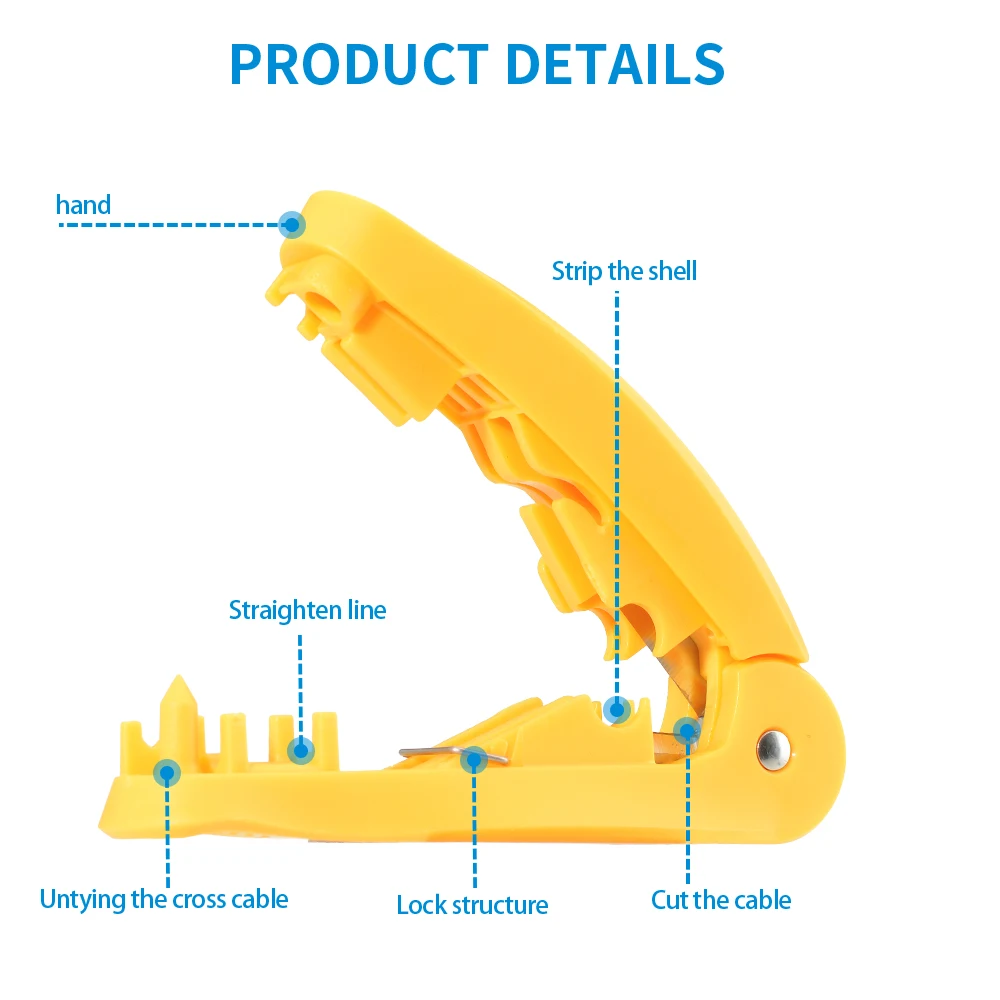 RJ45 LAN Cable Tool, 4 in 1 Cutting Stripping Combing Straightening Tool for Cat5e Cat6 STP UTP Network Cable