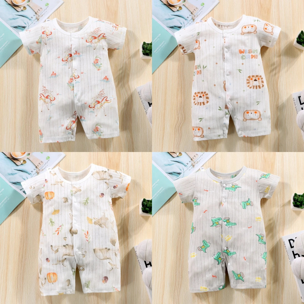 New Baby Newborn Clothes Baby Short-sleeved Jumpsuit 0-2 Years Old Boys Girls Romper Children Wrapping Clothes