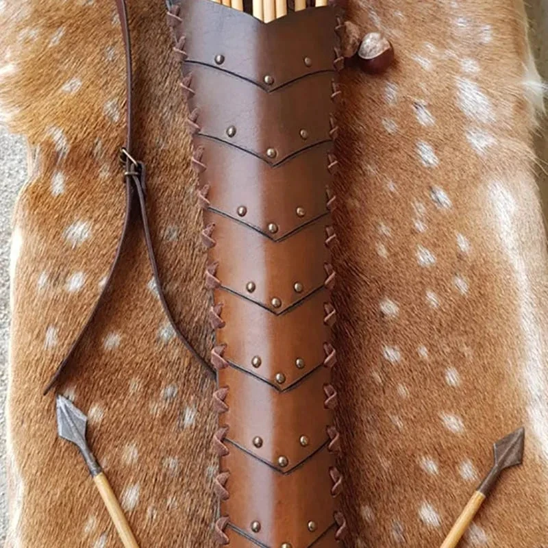 Medieval Steampunk Archery Arrow Holder Bag Leather Back Holster Belt Quiver Viking Pirate Costume Cosplay Accessory For Larp view 5
