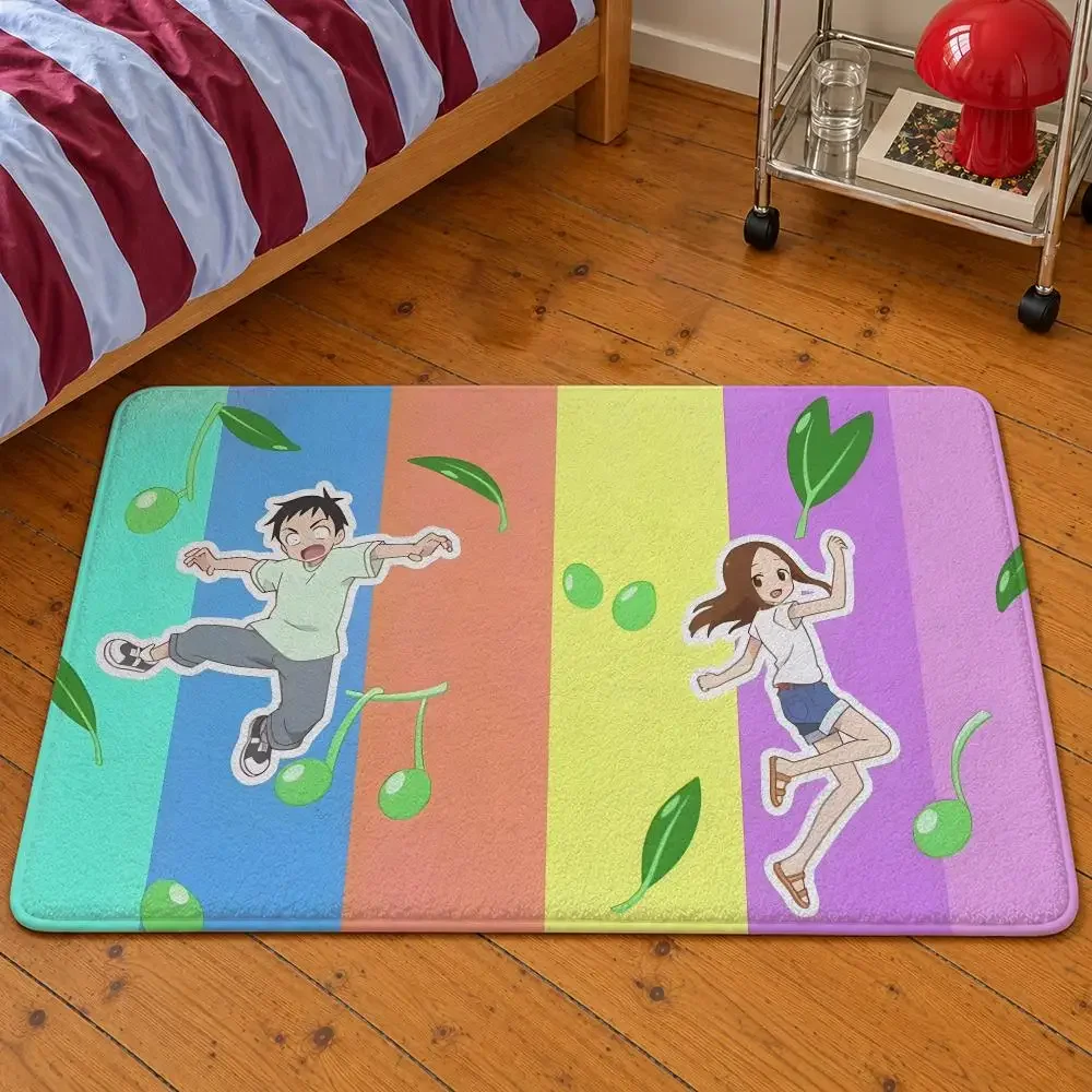 Anime Teasing Master Takagi-san Nishikata Floor Mat Soft Flannel Entrance Doormat Non-Slip Washable Rug For Bedroom Home Decor