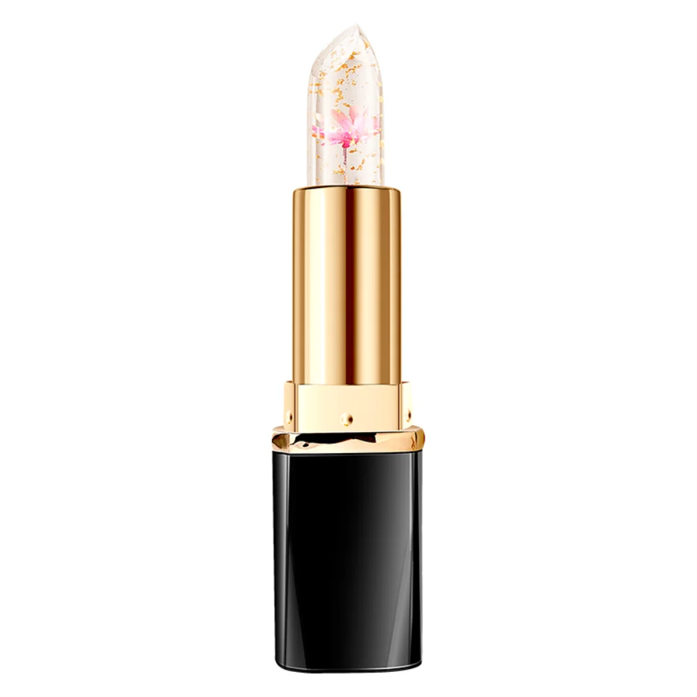 Flower Jelly Lip Balm Gold Foil Lipstick Moisturizing Temperature Color Changing Lipstick Lip Care Waterproof Long Lasting