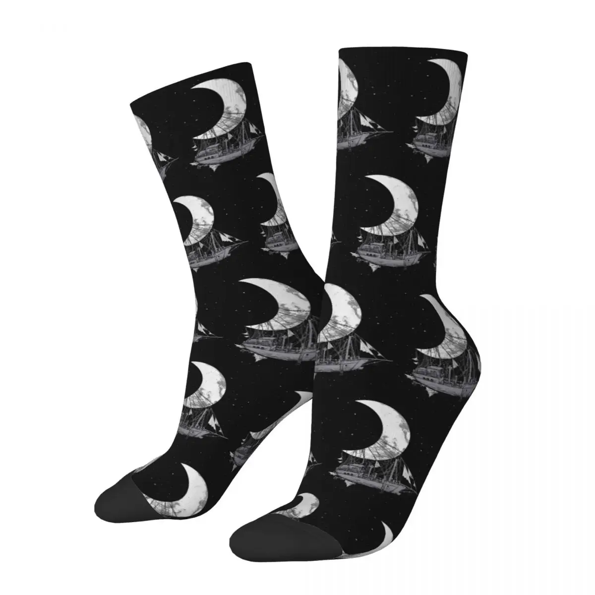 Moon Ship Socks Harajuku Super Soft Stockings All Season Long Socks Accessories for Man's Woman's Birthday Present