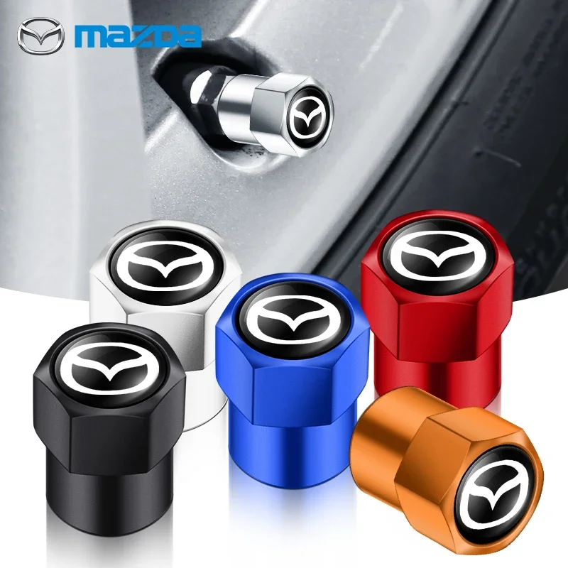 4pcs Car Badges Wheel Tire Valve Caps Tyre Stem Covers Auto Accessories For Mazda 6 gg 2 CX3 CX5 CX7 CX9 CX30 Demio Bt50 323 RX8