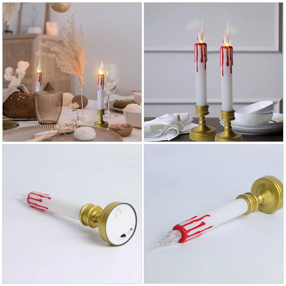 شموع LED طويلة الشريط عديمة اللهب تعمل بشكل مستدق شمعدانات وامضة لنوافذ عيد الميلاد ديكور المنزل