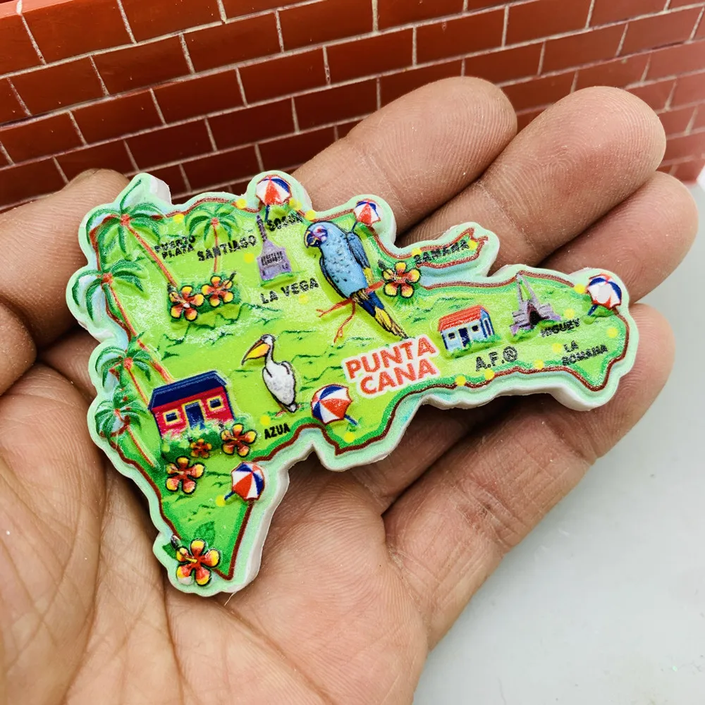 North America Dominica Republic Dominican Punta Cana 3D Fridge Magnets Tourism Souvenir Refrigerator Magnetic Sticker Collection