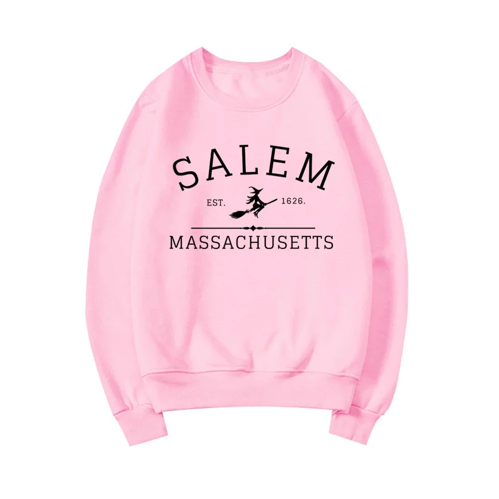 New Salem Massachusetts Crewneck Halloween Sweatshirt Salem Witch Sweater Halloween Witchy Sweatshirts Women Graphic Hoodies Top